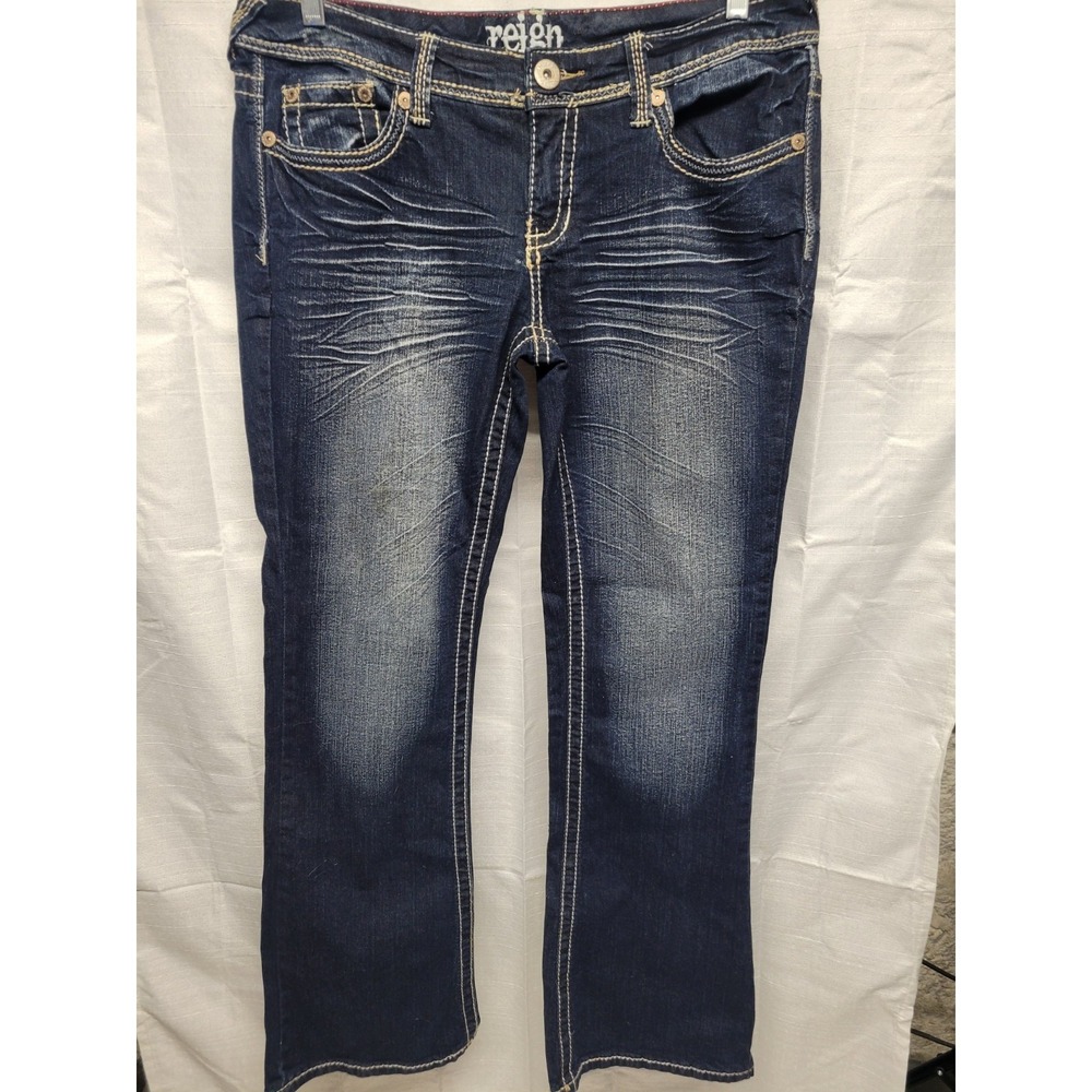 Reign Y2K Bling Dark Wash Jeans Womens Curvy Boot Cut Sz 13 Jeans *READ*